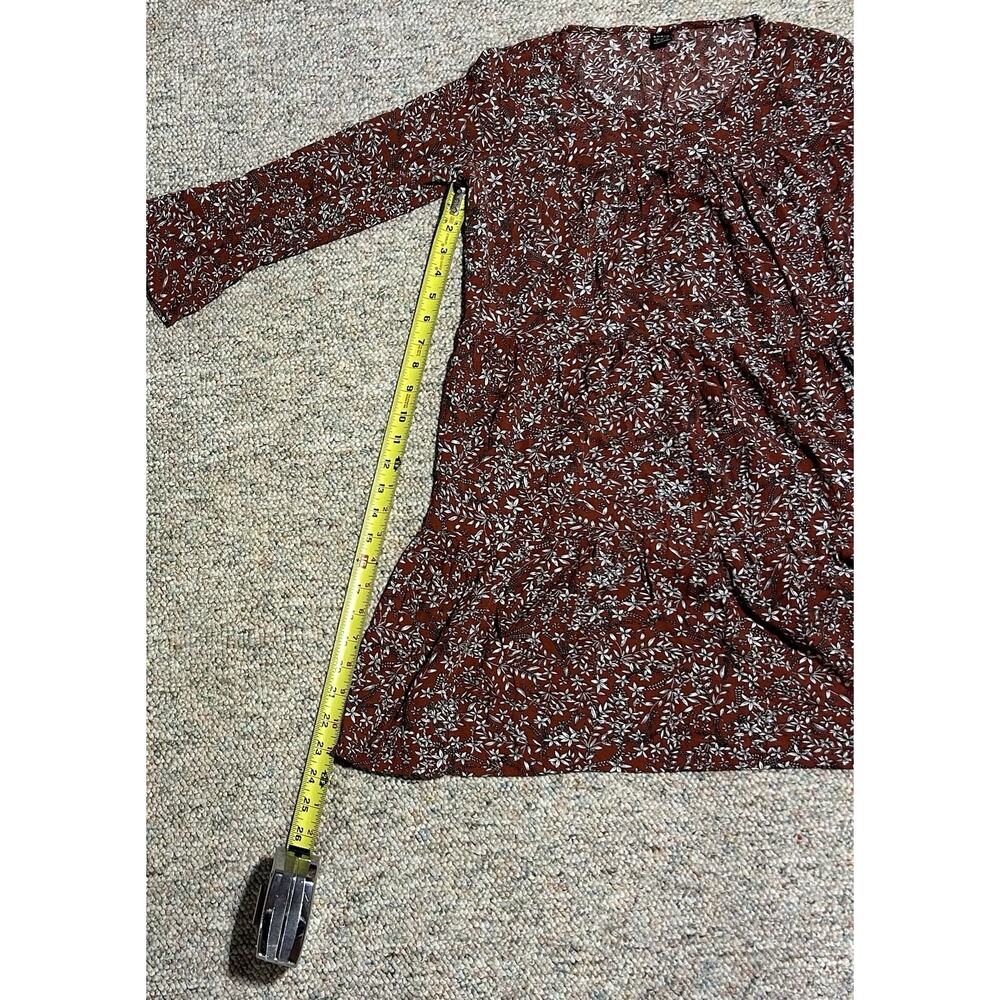 SHEIN Maroon Ditsy Floral Print Dress Size Small Flare Sleeves - Picture 8 of 12
